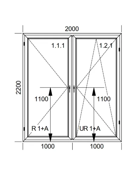 Drzwi Balkonowe PCV 200 x 220 cm Rozwierne-Rozwierno-Uchylne Dwuszybowe Aluplast Ideal 4000