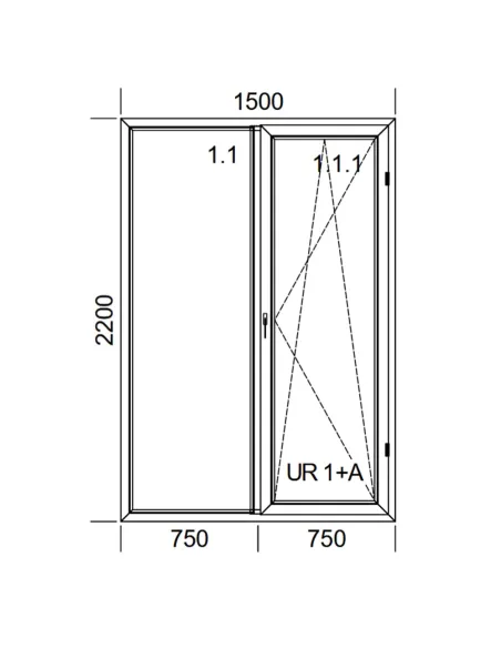 Drzwi Balkonowe PCV 150 x 220 cm FIX-Rozwierno-Uchylne Dwuszybowe Aluplast Ideal 4000