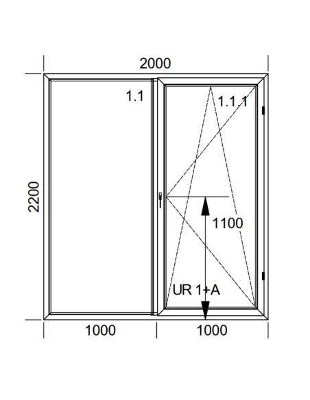 Drzwi Balkonowe PCV 200 x 220 cm FIX-Rozwierno-Uchylne Dwuszybowe Aluplast Ideal 4000