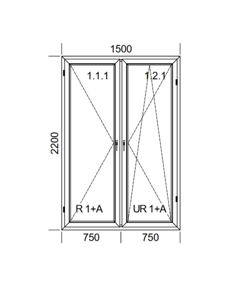 Drzwi Balkonowe PCV 150 x 220 cm Rozwierne-Rozwierno-Uchylne Trzyszybowe Aluplast Ideal 8000