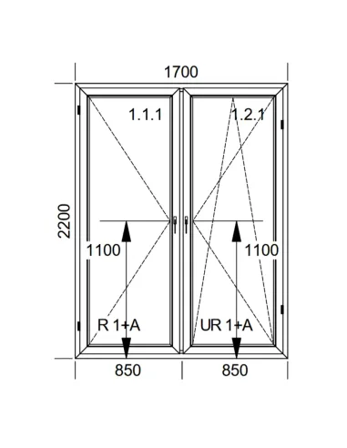 Drzwi Balkonowe PCV 170 x 220 cm Rozwierne-Rozwierno-Uchylne Trzyszybowe Aluplast Ideal 8000