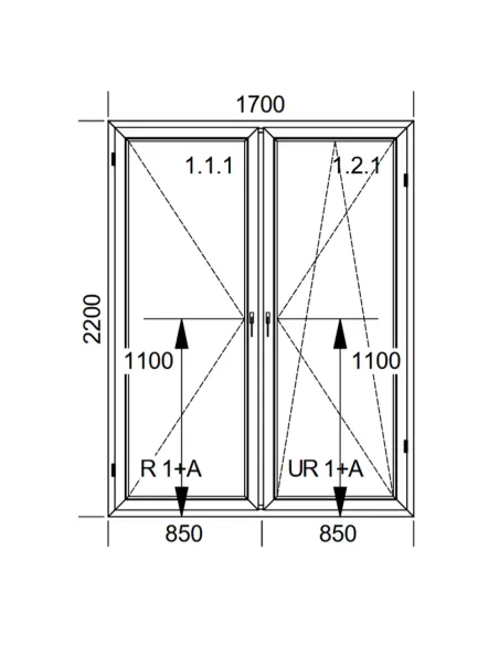 Drzwi Balkonowe PCV 170 x 220 cm Rozwierne-Rozwierno-Uchylne Trzyszybowe Aluplast Ideal 8000