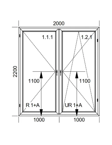 Drzwi Balkonowe PCV 200 x 220 cm Rozwierne-Rozwierno-Uchylne Trzyszybowe Aluplast Ideal 8000