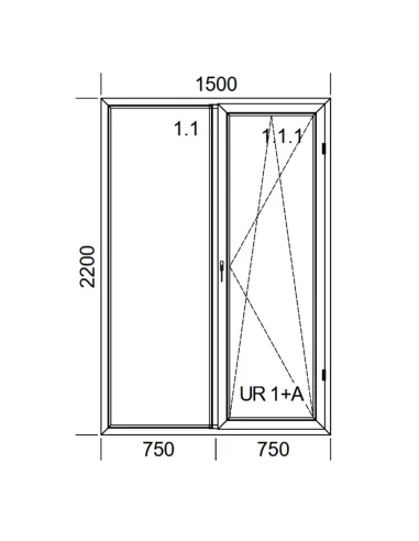 Drzwi Balkonowe PCV 150 x 220 cm FIX-Rozwierno-Uchylne Trzyszybowe Aluplast Ideal 8000