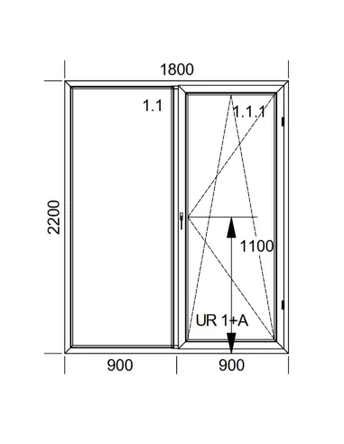 Drzwi Balkonowe PCV 180 x 220 cm FIX-Rozwierno-Uchylne Trzyszybowe Aluplast Ideal 8000
