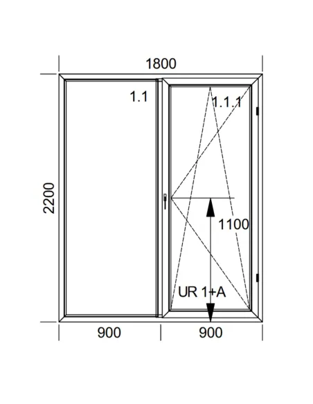 Drzwi Balkonowe PCV 180 x 220 cm FIX-Rozwierno-Uchylne Trzyszybowe Aluplast Ideal 8000