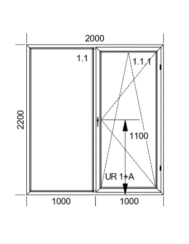 Drzwi Balkonowe PCV 200 x 220 cm FIX-Rozwierno-Uchylne Trzyszybowe Aluplast Ideal 8000