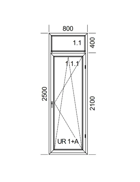 Drzwi Balkonowe PCV 80 x 250 cm FIX-Rozwierno-Uchylne Trzyszybowe Aluplast Ideal 8000