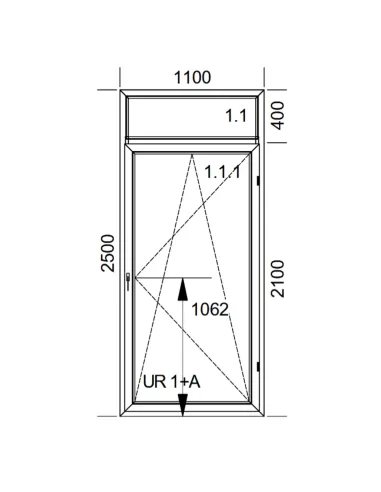 Drzwi Balkonowe PCV 110 x 250 cm FIX-Rozwierno-Uchylne Trzyszybowe Aluplast Ideal 8000