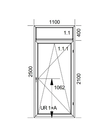 Drzwi Balkonowe PCV 110 x 250 cm FIX-Rozwierno-Uchylne Trzyszybowe Aluplast Ideal 8000