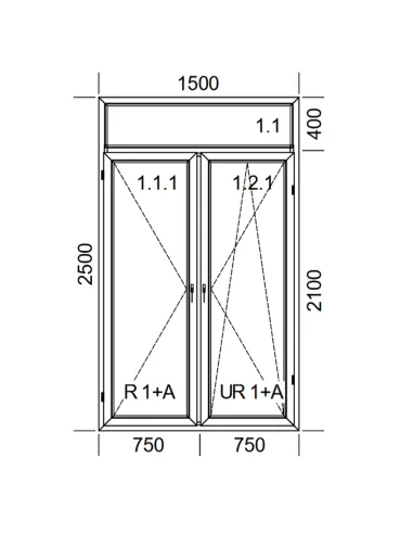 Drzwi Balkonowe PCV 150 x 250 cm FIX-Rozwierne-Rozwierno-Uchylne Trzyszybowe Aluplast Ideal 8000