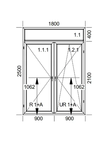Drzwi Balkonowe PCV 180 x 250 cm FIX-Rozwierne-Rozwierno-Uchylne Trzyszybowe Aluplast Ideal 8000