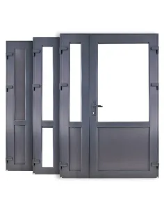 Drzwi Zewnętrzne Dwuskrzydłowe PCV 160 x 210 cm Antracyt