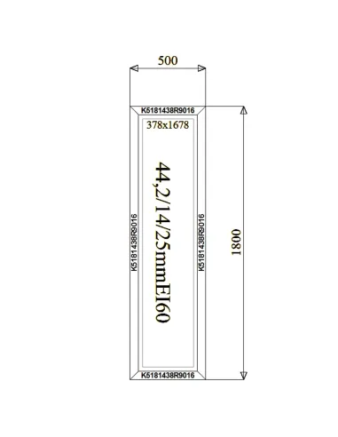 Okno Aluminiowe Przeciwpożarowe 50 x 180 cm - RAL 9016 - FIX