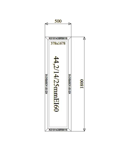 Okno Aluminiowe Przeciwpożarowe 50 x 180 cm - RAL 9016 - FIX