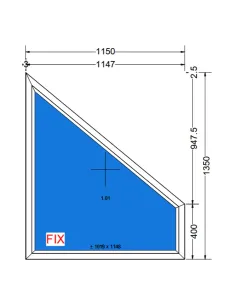 Okno PCV 115 x 135 mm Białe Skos prawy 2
