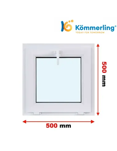 Okno PCV 50x50 cm Uchylne Trzyszybowe Kömmerling 76 MD