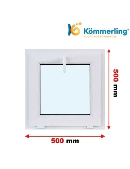 Okno PCV 50x50 cm Uchylne Trzyszybowe Kömmerling 76 MD
