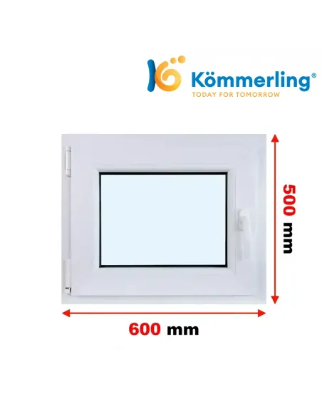 Okno PCV 50x60 cm Rozwierno-Uchylne Trzyszybowe Kömmerling 76 MD