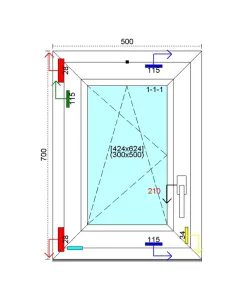 Okno PCV 50x70 cm Rozwierno-Uchylne Trzyszybowe Kömmerling 76 MD 2