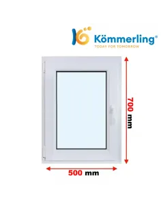 Okno PCV 50x70 cm Rozwierno-Uchylne Trzyszybowe Kömmerling 76 MD