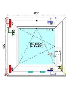 Okno PCV 60x60 cm Rozwierno-Uchylne Trzyszybowe Kömmerling 76 MD 2