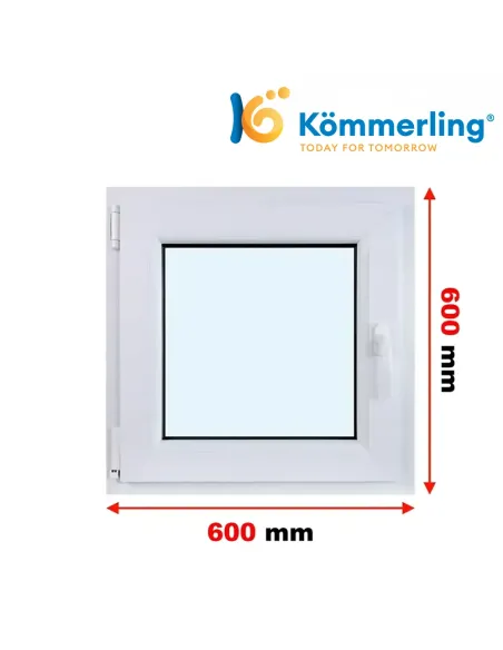 Okno PCV 60x60 cm Rozwierno-Uchylne Trzyszybowe Kömmerling 76 MD