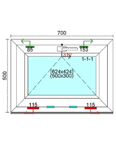Okno PCV 70x50 cm Uchylne Trzyszybowe Kömmerling 76 MD 2