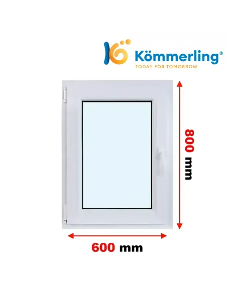 Okno PCV 60x80 cm Rozwierno-Uchylne Trzyszybowe Kömmerling 76 MD