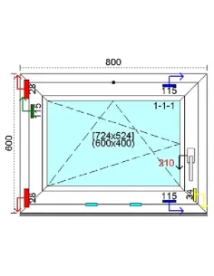 Okno PCV 80x60 cm Rozwierno-Uchylne Trzyszybowe Kömmerling 76 MD 2