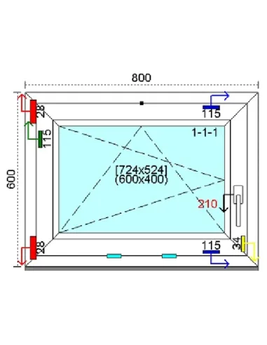 Okno PCV 80x60 cm Rozwierno-Uchylne Trzyszybowe Kömmerling 76 MD
