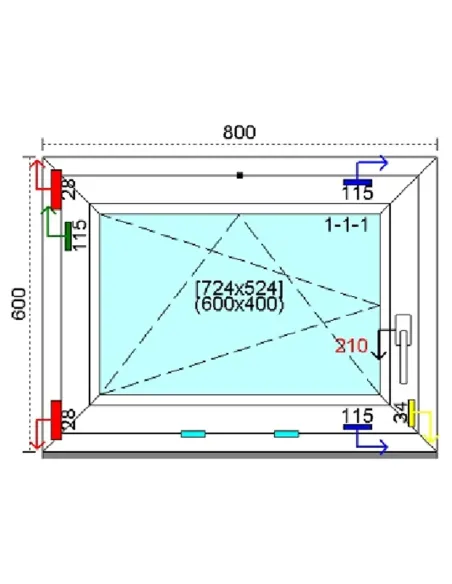 Okno PCV 80x60 cm Rozwierno-Uchylne Trzyszybowe Kömmerling 76 MD