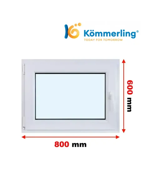 Okno PCV 80x60 cm Rozwierno-Uchylne Trzyszybowe Kömmerling 76 MD