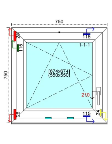 Okno PCV 75x75 cm Rozwierno-Uchylne Trzyszybowe Kömmerling 76 MD