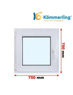 Okno PCV 75x75 cm Rozwierno-Uchylne Trzyszybowe Kömmerling 76 MD