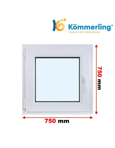 Okno PCV 75x75 cm Rozwierno-Uchylne Trzyszybowe Kömmerling 76 MD