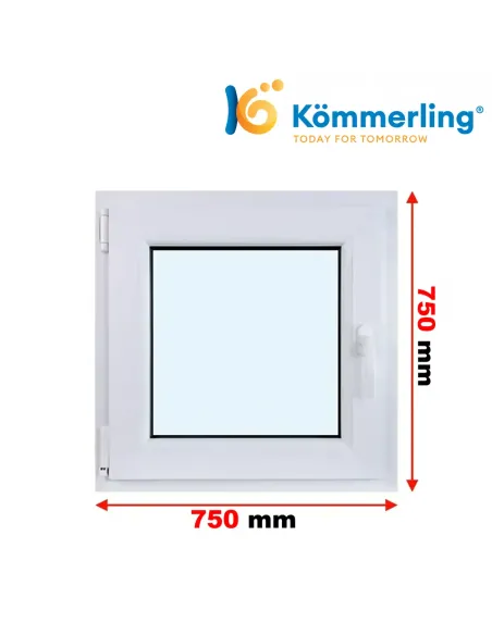 Okno PCV 75x75 cm Rozwierno-Uchylne Trzyszybowe Kömmerling 76 MD