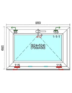 Okno PCV 90x60 cm Uchylne Trzyszybowe Kömmerling 76 MD 2