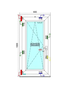 Okno PCV 50x100 cm Rozwierno-Uchylne Trzyszybowe Kömmerling 76 MD 2