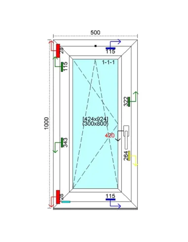 Okno PCV 50x100 cm Rozwierno-Uchylne Trzyszybowe Kömmerling 76 MD