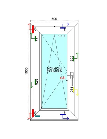 Okno PCV 50x100 cm Rozwierno-Uchylne Trzyszybowe Kömmerling 76 MD