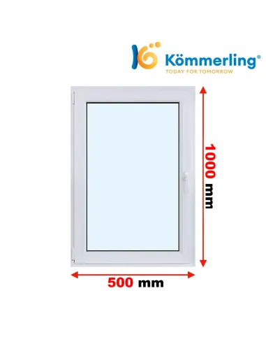 Okno PCV 50x100 cm Rozwierno-Uchylne Trzyszybowe Kömmerling 76 MD