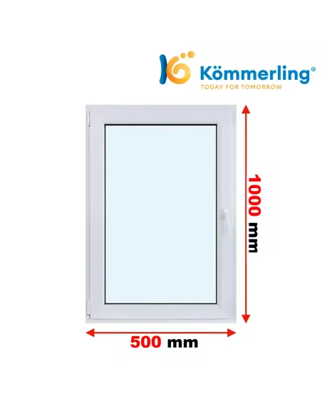 Okno PCV 50x100 cm Rozwierno-Uchylne Trzyszybowe Kömmerling 76 MD
