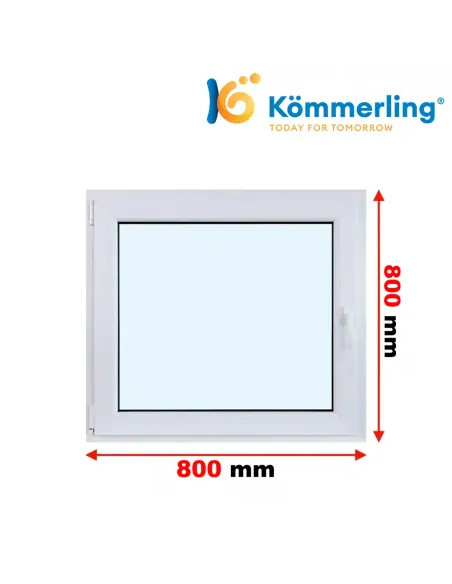 Okno PCV 80x80 cm Rozwierno-Uchylne Trzyszybowe Kömmerling 76 MD