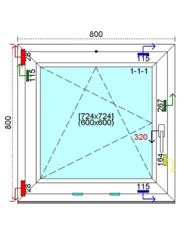 Okno PCV 80x80 cm Rozwierno-Uchylne Trzyszybowe Kömmerling 76 MD