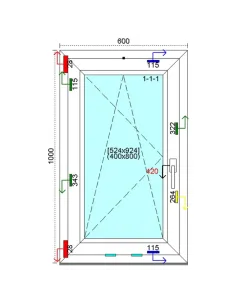Okno PCV 60x100 cm Rozwierno-Uchylne Trzyszybowe Kömmerling 76 MD 2