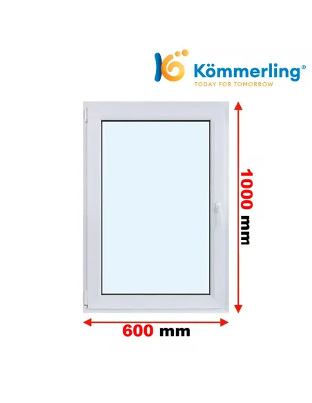 Okno PCV 60x100 cm Rozwierno-Uchylne Trzyszybowe Kömmerling 76 MD