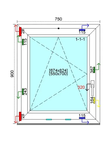 Okno PCV 75x90 cm Rozwierno-Uchylne Trzyszybowe Kömmerling 76 MD