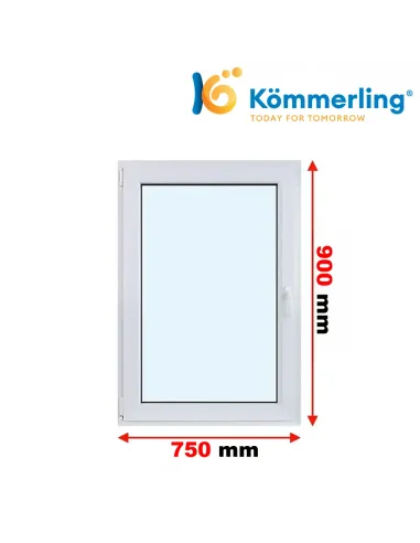 Okno PCV 75x90 cm Rozwierno-Uchylne Trzyszybowe Kömmerling 76 MD