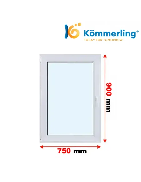 Okno PCV 75x90 cm Rozwierno-Uchylne Trzyszybowe Kömmerling 76 MD